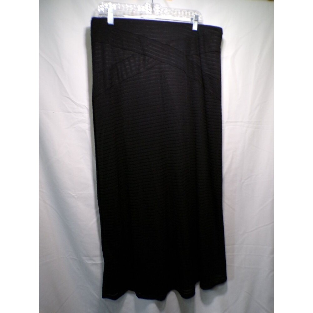 ECI New York Black Maxi Skirt XL Asymmetric Ribbed Pull On